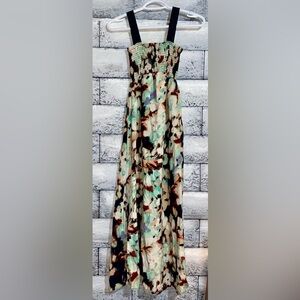 Xhiliration Multicolour Smocked Maxi Dress w Zipper Sz XS